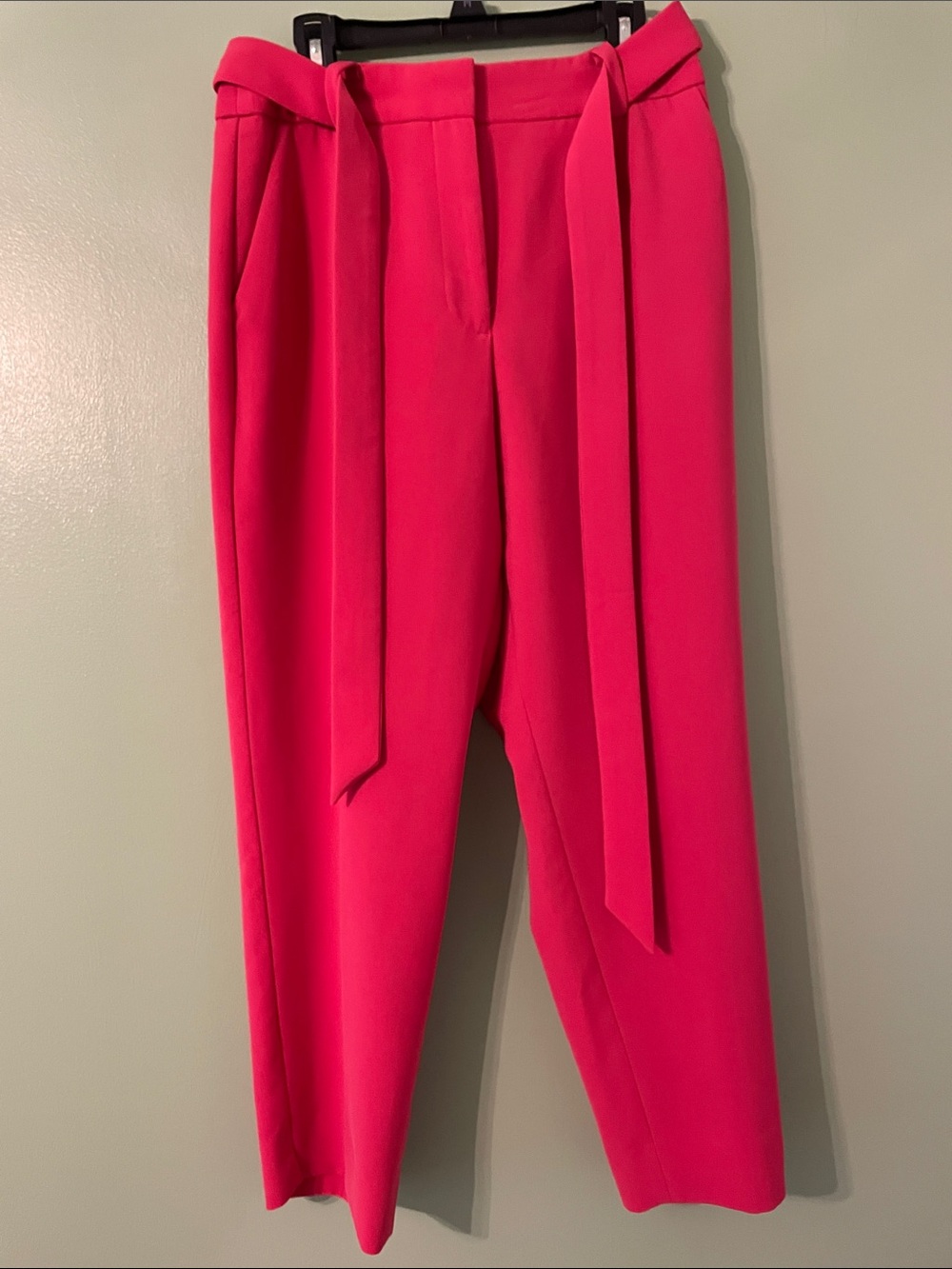 Talbots Hot Pink High-Rise Wide-Leg Pants with Tie Belt